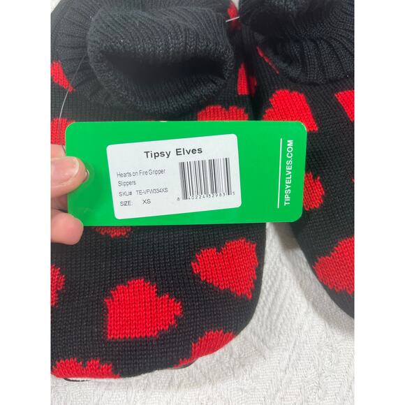 Tipsy Elves Hearts on Fire Slipper Gripper Socks, size XS, NWT! - Picture 8 of 12